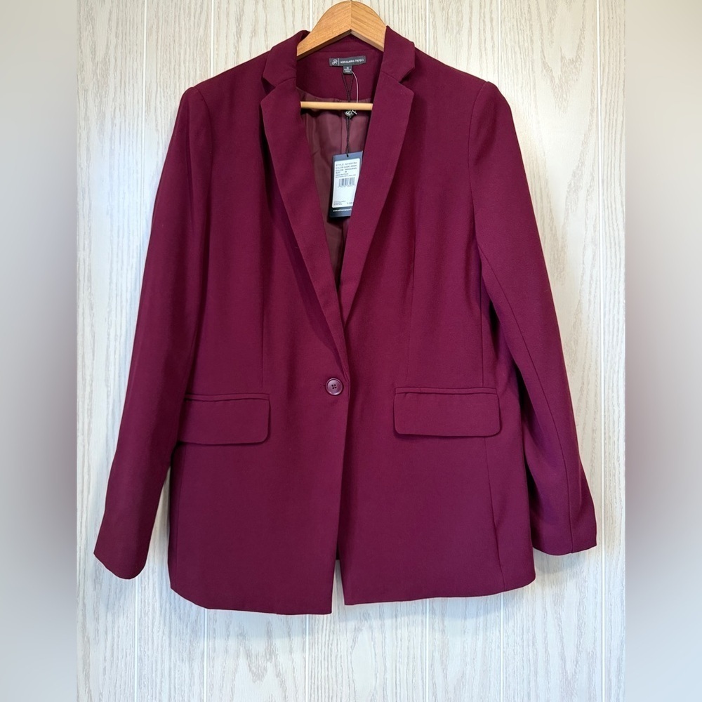 Adrianna Papell Women's Crepe Blazer Jacket Size Medium Windsor Wine NWT